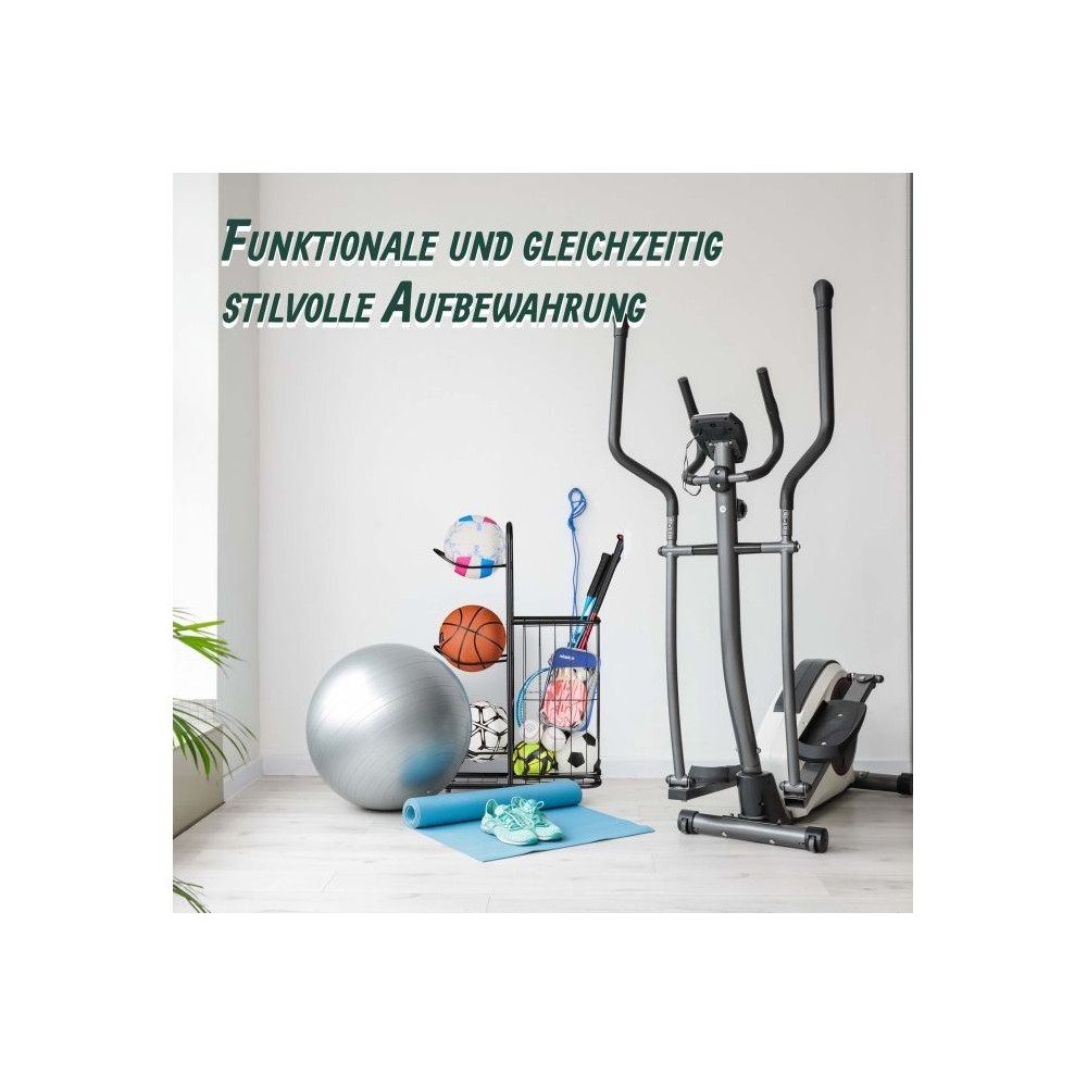 Kamuolių stovas su 3 lentynomis ir krepšiu
