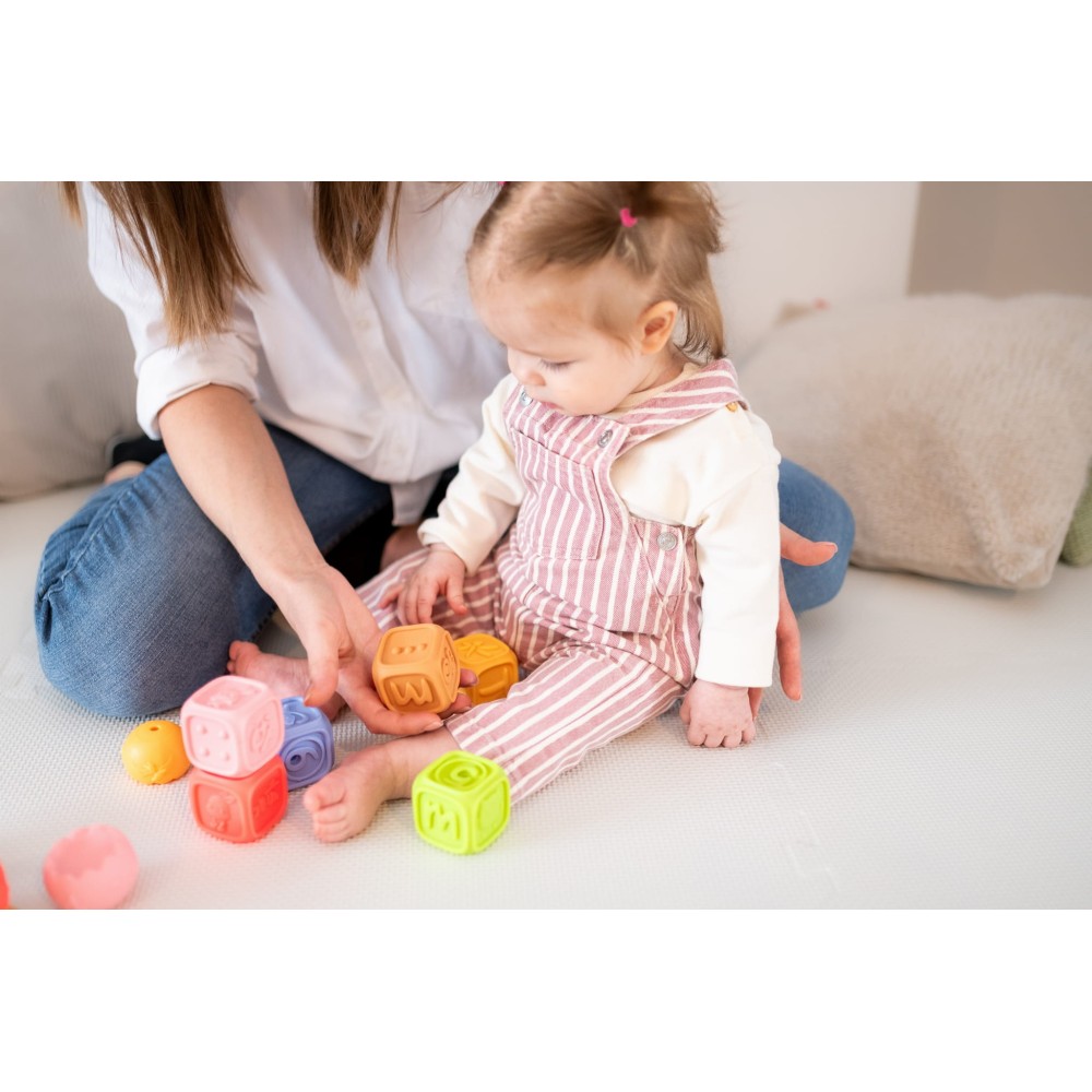 Montessori sensorinis rinkinys: kaladėlės, piramidė ir gyvūnėlis (13 vnt.)