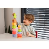 Montessori sensorinis rinkinys: kaladėlės, piramidė ir gyvūnėlis (13 vnt.)