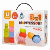 Montessori sensorinis rinkinys: kaladėlės, piramidė ir gyvūnėlis (13 vnt.)