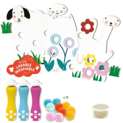 Kūrybinis Taškavimo, Pomponų ir Plastilino Rinkinys Mažyliams 18mėn.+