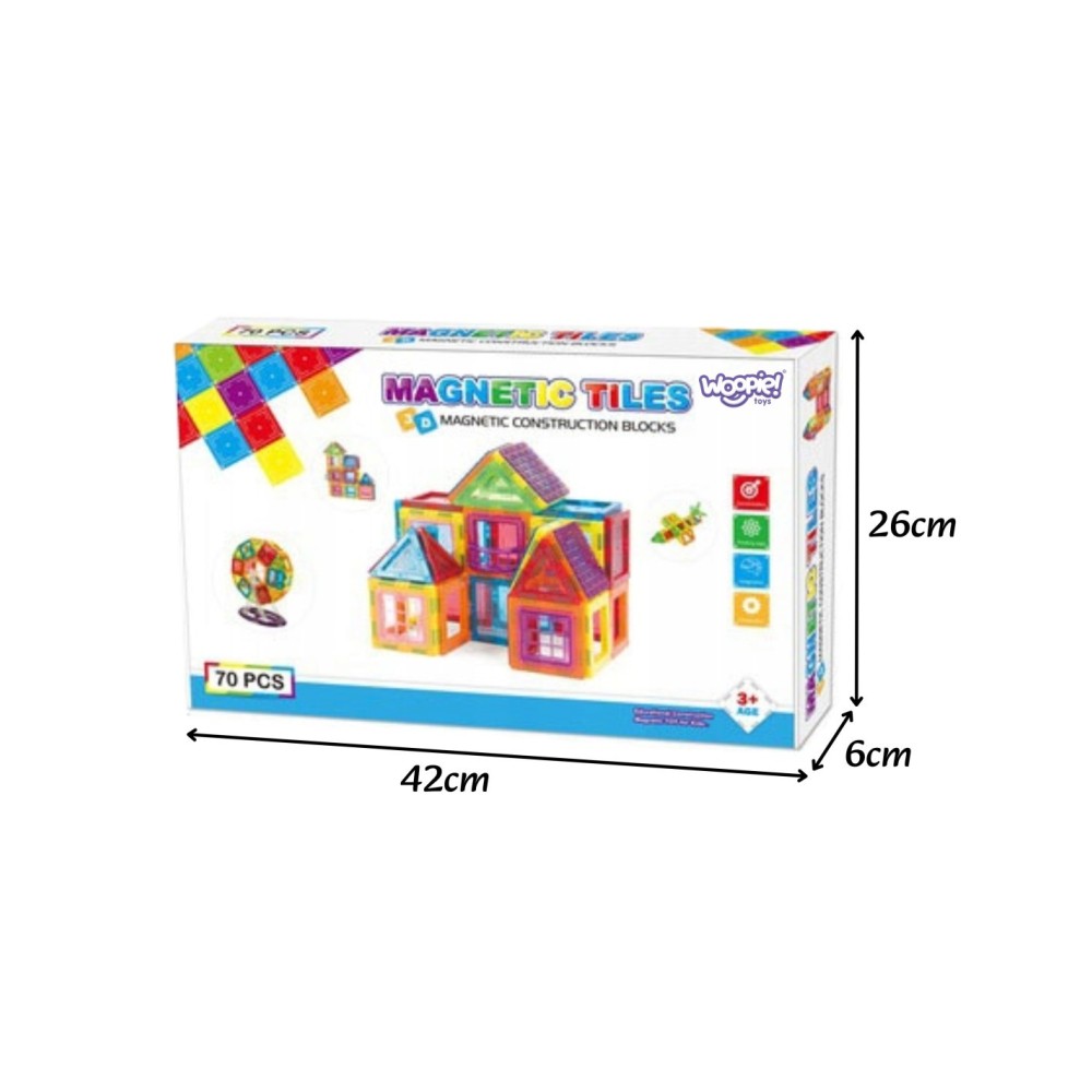 Magnetinių Kaladėlių Rinkinys 3D – 70 Elementų