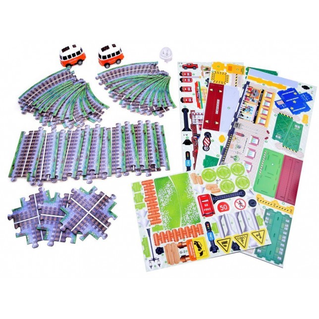 3D puzzle miestas su takeliais ir priedais