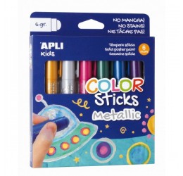 Apli kids Metaliic spalvų dažai pastelės (6 spalvos)