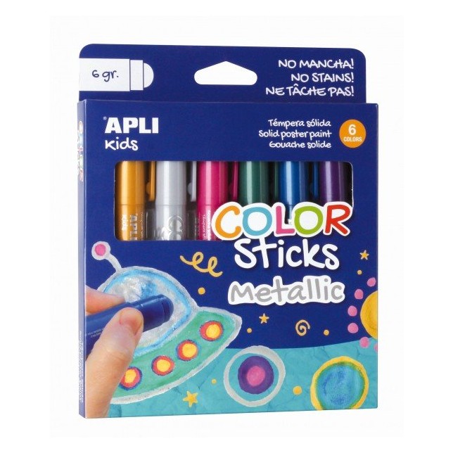 Apli kids Metaliic spalvų dažai pastelės (6 spalvos)