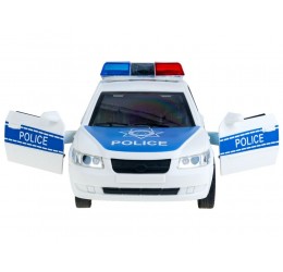 Policijos automobilis su garsais ir šviesomis