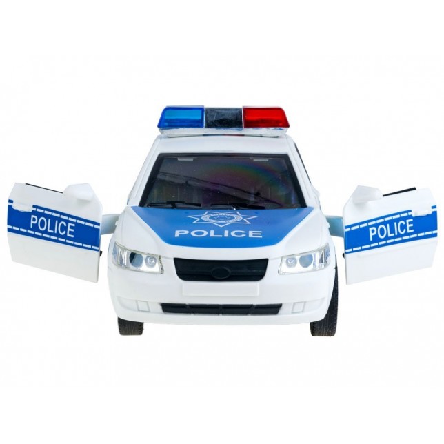 Policijos automobilis su garsais ir šviesomis