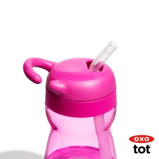 Lengva gertuvė su šiaudeliu - rožinė, 350ml