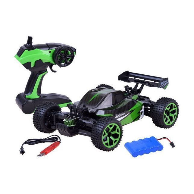 RC Buggy racer automobilis su keturiais varomais ratais (žalias)