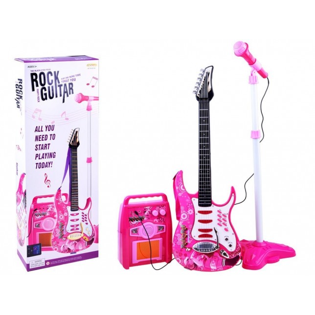 Vaikiška gitara su kolonėle ir mikrofonu